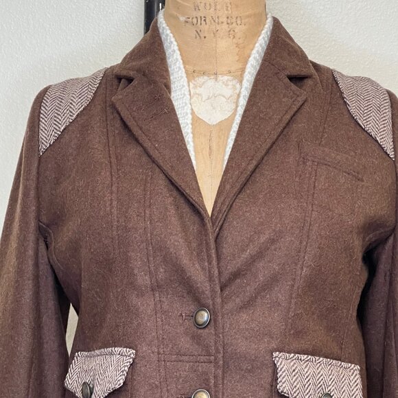 NWT Wool Blend Tweed Elbow Patch Knit Collar Jacket - Picture 6 of 6